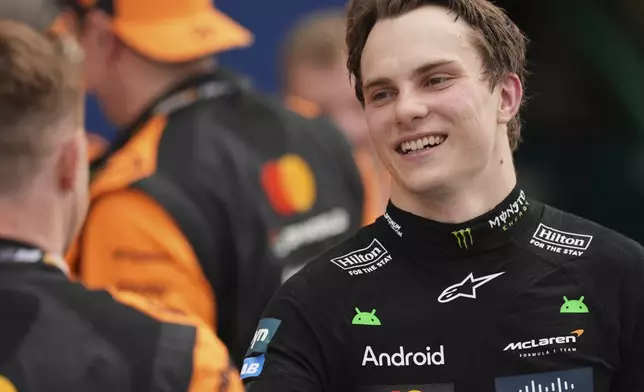 McLaren driver Oscar Piastri of Australia smiles after winning the Formula One Miami Grand Prix auto race Sunday, May 4, 2025, in Miami Gardens. Fla. (AP Photo/Rebecca Blackwell)