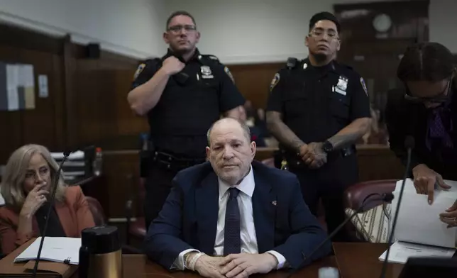 Harvey Weinstein appears in state court in Manhattan, Thursday, May 1, 2025 in New York. (AP Photo/Adam Gray, Pool)