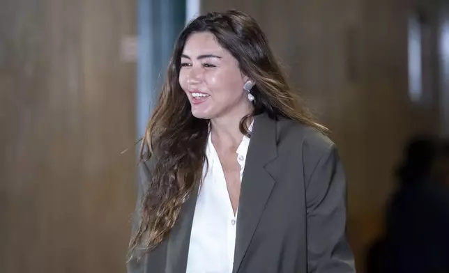 Miriam Haley, an accuser testifying at Harvey Weinstein's rape trial, walks to the courtroom, Thursday, May 1, 2025 in New York. (AP Photo/Adam Gray)