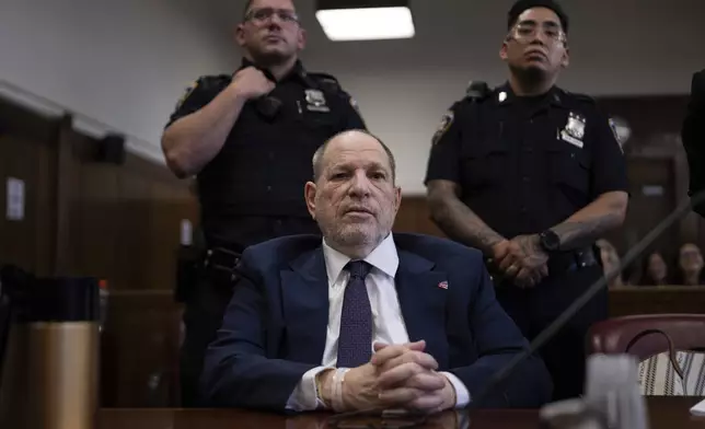 Harvey Weinstein appears in state court in Manhattan, Thursday, May 1, 2025 in New York. (AP Photo/Adam Gray, Pool)