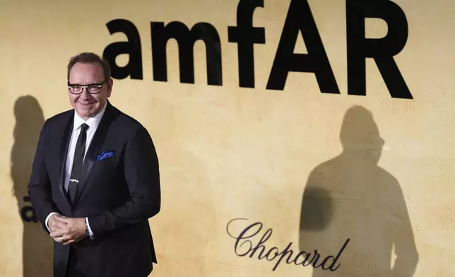 Kevin Spacey poses for photographers upon arrival at the amfAR Cinema Against AIDS benefit at the Hotel du Cap-Eden-Roc, during the 78th Cannes international film festival, Cap d'Antibes, southern France, Thursday, May 22, 2025. (Photo by Scott A Garfitt/Invision/AP)
