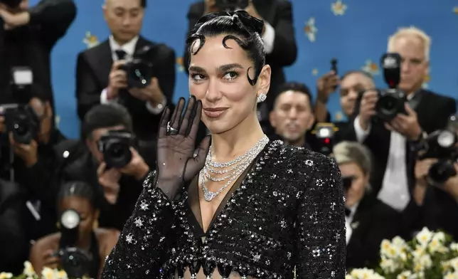 Dua Lipa attends The Metropolitan Museum of Art's Costume Institute benefit gala celebrating the opening of the "Superfine: Tailoring Black Style" exhibition on Monday, May 5, 2025, in New York. (Photo by Evan Agostini/Invision/AP)