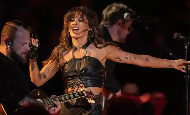 Ella Langley performs "Weren't for the Wind" during the 60th annual Academy of Country Music Awards on Thursday, May 8, 2025, in Frisco, Texas. (AP Photo/Chris Pizzello)