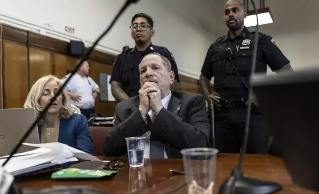 Harvey Weinstein appears for his retrial in Manhattan Criminal Court, Monday, May 19, 2025, in New York. (AP Photo/Stefan Jeremiah, Pool)
