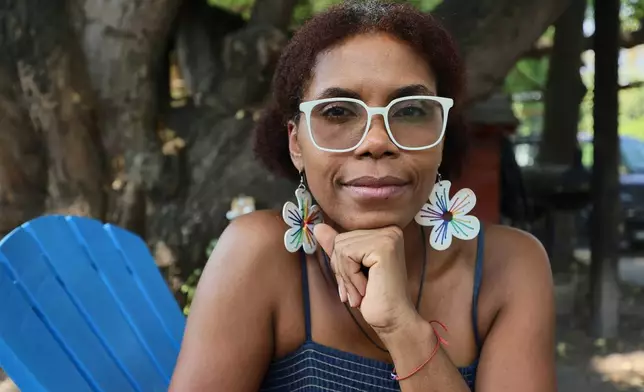 Colombian actress Marisol Castillo, a cast member of Mulato Teatro, poses for a photo during a break rehearsal in Ticumán, Mexico, Saturday, May 17, 2025. (AP Photo/Ginnette Riquelme)
