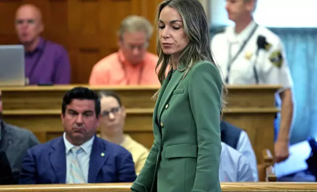 Karen Read, who is accused of killing her boyfriend Boston police Officer John O'Keefe, in 2022, during her murder trial at Norfolk Superior Court, Tuesday, May 27, 2025, in Dedham, Mass. (Matt Stone/The Boston Herald via AP, Pool)