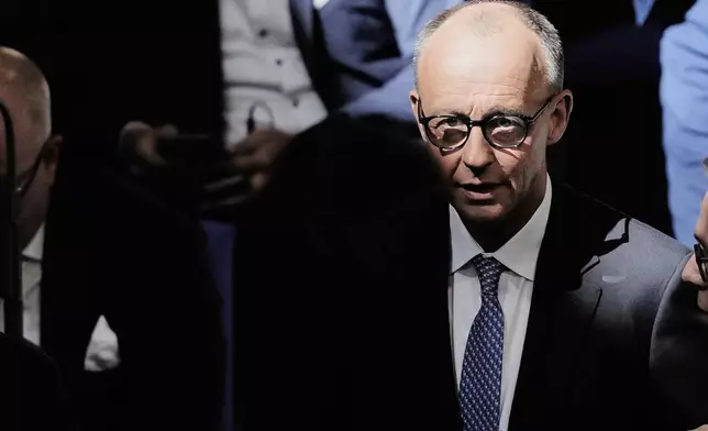 Leader of the Christian Democrats Friedrich Merz is pictured after he failed to be elected new chancellor at the German federal parliament, Bundestag, at the Reichstag building in Berlin, Germany, Tuesday, May 6, 2025. (AP Photo/Markus Schreiber)