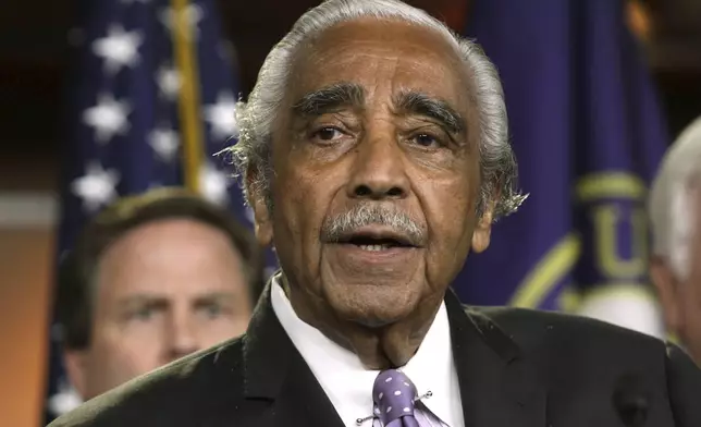 FILE - In this June 16, 2016 file photo, Rep. Charles Rangel, D-N.Y., speaks at a news conference on Capitol Hill in Washington. Rangel retires after more than four decades in office. (AP Photo/Lauren Victoria Burke, File)