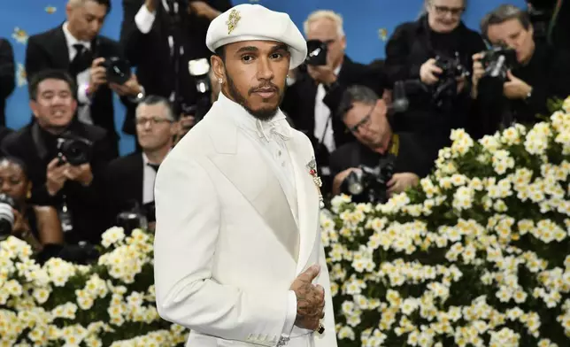 Lewis Hamilton attends The Metropolitan Museum of Art's Costume Institute benefit gala celebrating the opening of the "Superfine: Tailoring Black Style" exhibition on Monday, May 5, 2025, in New York. (Photo by Evan Agostini/Invision/AP)
