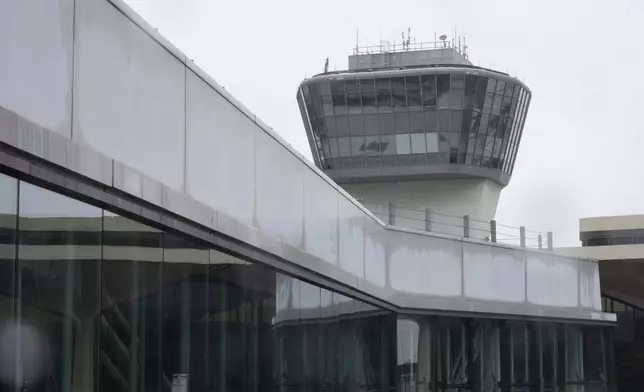A control tower is seen at Newark Liberty International Airport in Newark, N.J., Monday, May 5, 2025. (AP Photo/Seth Wenig)