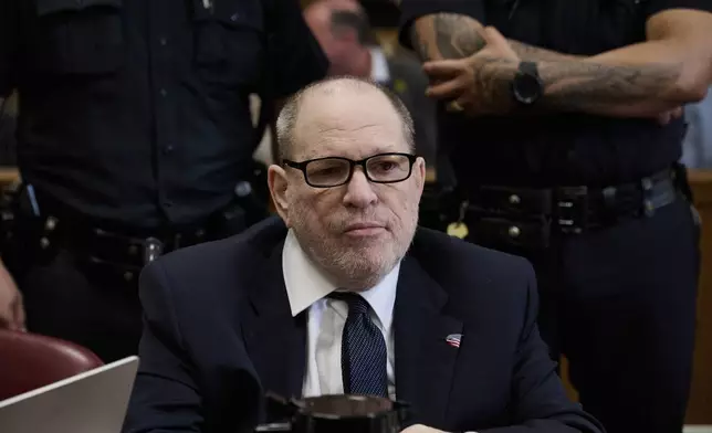 Harvey Weinstein appears in state court in Manhattan for his retrial on Friday, May 2, 2025 in New York. (Curtis Means/Pool Photo via AP)