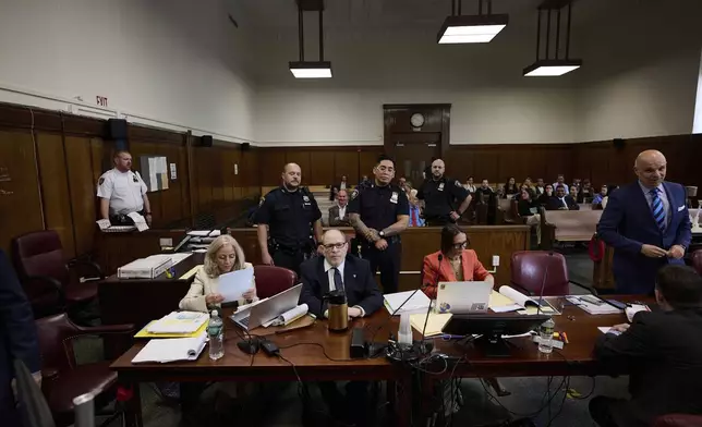 Harvey Weinstein appears in state court in Manhattan for his retrial on Friday, May 2, 2025 in New York. (Curtis Means/Pool Photo via AP)