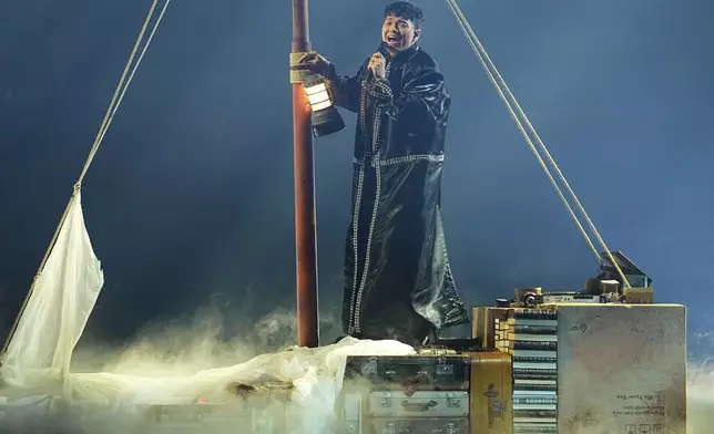 JJ from Austria performs the song "Wasted Love" during the Grand Final of the 69th Eurovision Song Contest, in Basel, Switzerland, Saturday, May 17, 2025. (AP Photo/Martin Meissner)