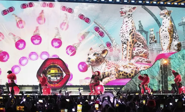 Miriana Conte from Malta performs the song "SERVING" during the Grand Final of the 69th Eurovision Song Contest, in Basel, Switzerland, Saturday, May 17, 2025. (AP Photo/Martin Meissner)