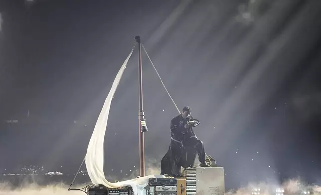 JJ from Austria performs the song "Wasted Love" during the Grand Final of the 69th Eurovision Song Contest, in Basel, Switzerland, Saturday, May 17, 2025. (AP Photo/Martin Meissner)