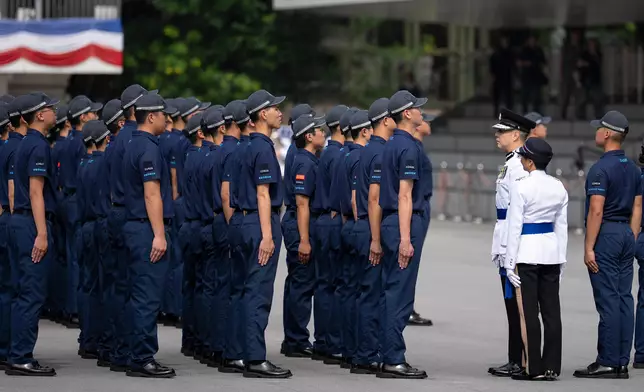 Commissioner of Police inspects passing-out parade of Police Cadet Training at HK Police College  Source: HKSAR Government Press Releases