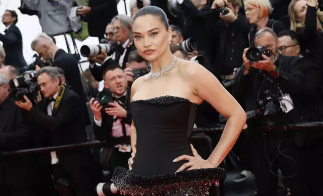 Shanina Shaik poses for photographers during the opening ceremony red carpet of the 78th international film festival, Cannes, southern France, Tuesday, May 13, 2025. (Photo by Joel C Ryan/Invision/AP)