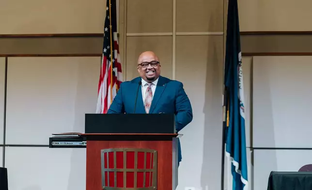 Telly Tucker, president at the Institute for Advanced Learning and Research, addresses attendees at the ATDM and AM CoE Summit.