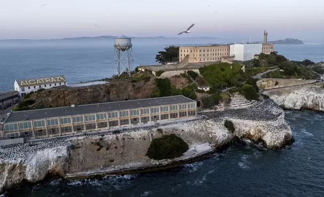 Alcatraz Island is pictured on Sunday, May 4, 2025, in the San Francisco Bay, Calif. (AP Photo/Noah Berger)