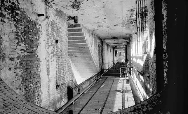 FILE - A tunnel under the main cellblock of Alcatraz Federal Penitentiary in San Francisco Bay, California, June 1, 1973. (AP Photo/Richard Drew, File