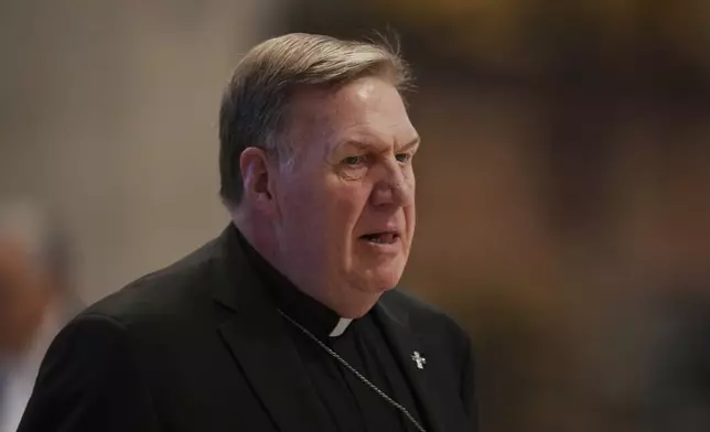 FILE - Cardinal Joseph William Tobin attends a Mass on the fifth of nine days of mourning for late Pope Francis, in St. Peter's Basilica at the Vatican, April 30, 2025. (AP Photo/Alessandra Tarantino, File)