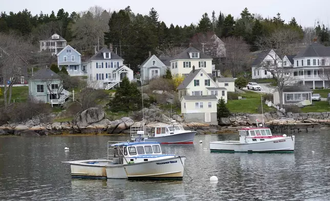 Lobster fishing boats are moored in Stonington, Maine, on Friday, May 2, 2025. (AP Photo/Robert F. Bukaty)