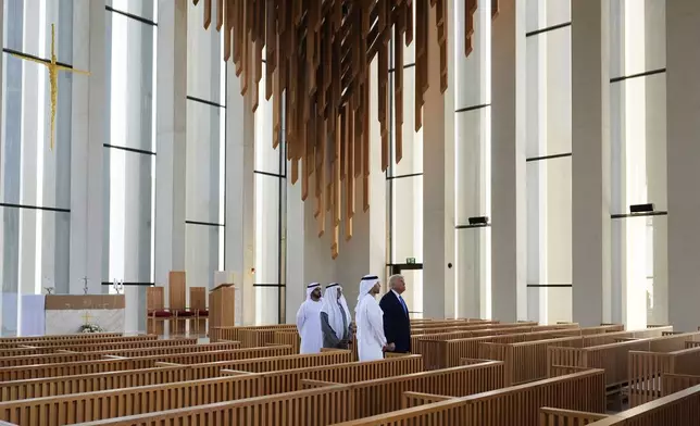 President Donald Trump tours the St. Francis Church at the Abrahamic Family House, Friday, May 16, 2025, in Abu Dhabi, United Arab Emirates. (AP Photo/Alex Brandon)