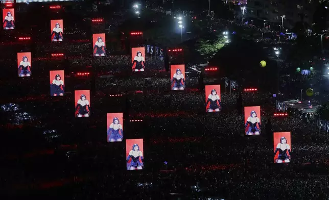 Fans pack the shore of Copacabana beach to watch Lady Gaga's free concert in Rio de Janeiro, Saturday, May 3, 2025. (AP Photo/Bruna Prado)