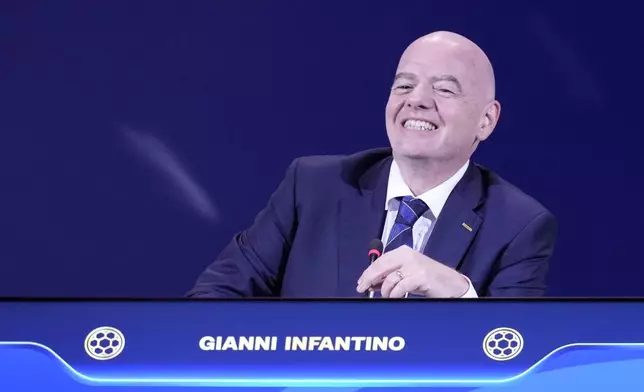 FIFA President Gianni Infantino smiles at the end of FIFA's 75th Congress at the Conmebol Convention Center in Luque, Paraguay, Thursday, May 15, 2025. (AP Photo/Fernando Calistro)