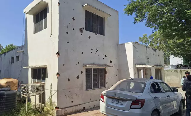 A residence, damaged by a Pakistan shelling, of a senior government official is seen in Rajouri, along the Line of Control, India, Saturday, May 10, 2025. (AP Photo)