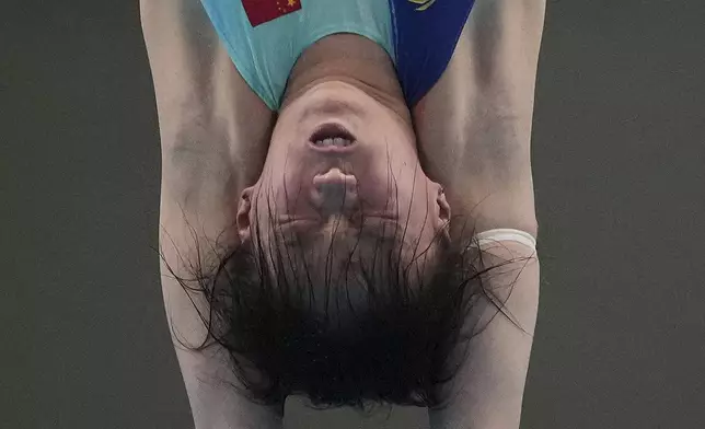 Chen Yuxi of China competes in the Women's 10m Platform event for the Diving World Cup Super Final held at the Water Cube in Beijing on Saturday, May 3, 2025. (AP Photo/Andy Wong)