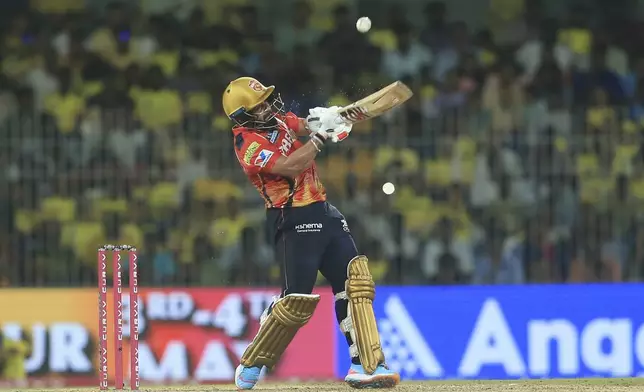 Punjab Kings' Prabhsimran Singh plays a shot during the Indian Premier League cricket match between Chennai Super Kings and Punjab Kings' at M. A. Chidambaram Stadium in Chennai, India, Wednesday, April 30, 2025. (AP Photo/R. Parthibhan)