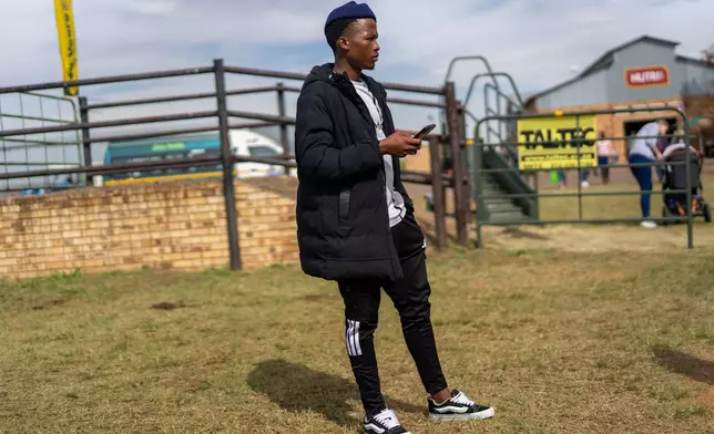 Farmers visit the Nampo agricultural fair, one of the largest in the southern hemisphere, near Bothaville, South Africa, May 15, 2025. (AP Photo/Jerome Delay)