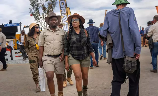 Farmers visit the Nampo agricultural fair, one of the largest in the southern hemisphere, near Bothaville, South Africa, May 15, 2025. (AP Photo/Jerome Delay)