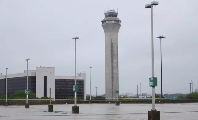 A control tower is seen at Newark Liberty International Airport in Newark, N.J., Monday, May 5, 2025. (AP Photo/Seth Wenig)