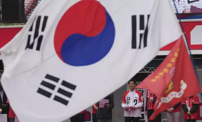 South Korea's People Power Party's presidential candidate Kim Moon Soo attends at a presidential election campaign in Seoul, South Korea, Monday, May 19, 2025. (AP Photo/Lee Jin-man)