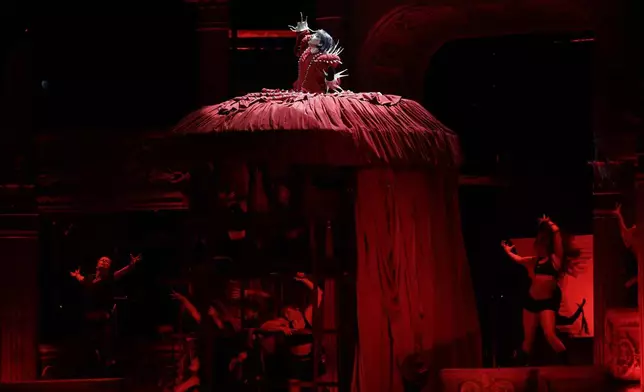 Lady Gaga takes part in a rehearsal a day ahead of her free concert, on Copacabana beach, in Rio de Janeiro, Friday, May 2, 2025. (AP Photo/Bruna Prado)