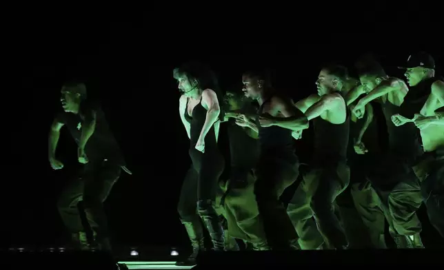 Lady Gaga takes part in a rehearsal a day ahead of her free concert, on Copacabana beach, in Rio de Janeiro, Friday, May 2, 2025. (AP Photo/Bruna Prado)
