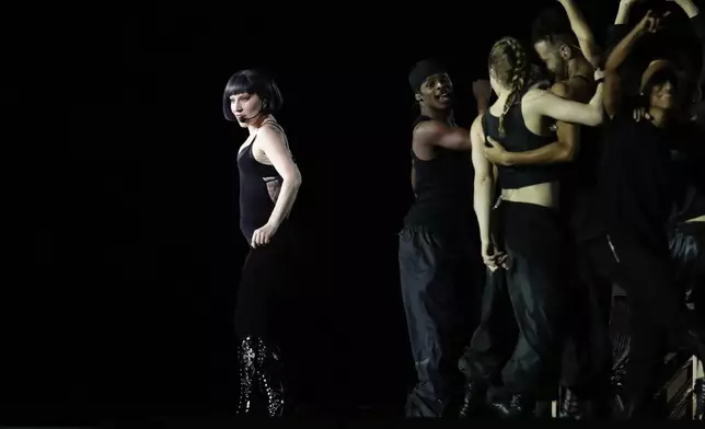 Lady Gaga takes part in a rehearsal a day ahead of her free concert, on Copacabana beach, in Rio de Janeiro, Friday, May 2, 2025. (AP Photo/Bruna Prado)