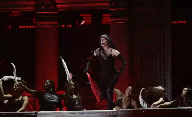 Lady Gaga takes part in a rehearsal a day ahead of her free concert, on Copacabana beach, in Rio de Janeiro, Friday, May 2, 2025. (AP Photo/Bruna Prado)