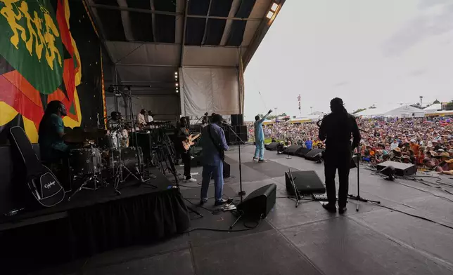 Youssou N'Dour performs at the New Orleans Jazz &amp; Heritage Festival in New Orleans, Friday, April 25, 2025. (AP Photo/Gerald Herbert)