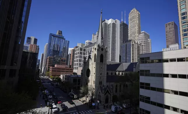 Holy Name Cathedral is seen Thursday, May 8, 2025, in downtown Chicago. (AP Photo/Erin Hooley)