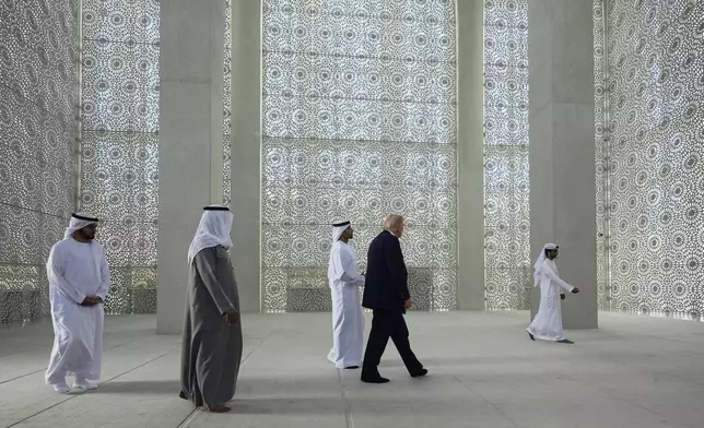 President Donald Trump tours the Eminence Ahmed El-Tayeb Mosque at the Abrahamic Family House, Friday, May 16, 2025, in Abu Dhabi, United Arab Emirates. (AP Photo/Alex Brandon)