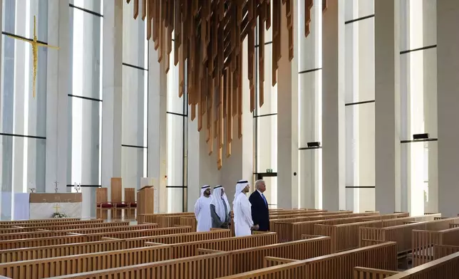 President Donald Trump tours the St. Francis Church at the Abrahamic Family House, Friday, May 16, 2025, in Abu Dhabi, United Arab Emirates. (AP Photo/Alex Brandon)