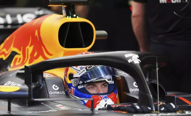 Red Bull driver Max Verstappen of the Netherlands prepares to start a practice session for the Formula One Miami Grand Prix auto race, Friday, May 2, 2025, in Miami Gardens, Fla. (AP Photo/Rebecca Blackwell)