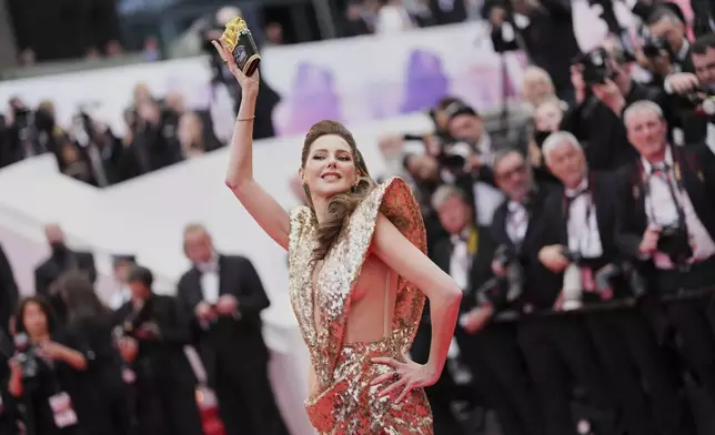 Frederique Bel poses for photographers during the opening ceremony red carpet of the 78th international film festival, Cannes, southern France, Tuesday, May 13, 2025. (Photo by Scott A Garfitt/Invision/AP)
