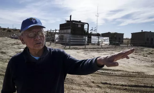 Community leader Daniel Tso speaks during an interview while standing outside a well pad in Counselor, N.M., Navajo Nation, on Tuesday, March 11, 2025. (Nadav Soroker/Searchlight New Mexico via AP)