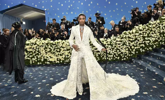 Coco Jones attends The Metropolitan Museum of Art's Costume Institute benefit gala celebrating the opening of the "Superfine: Tailoring Black Style" exhibition on Monday, May 5, 2025, in New York. (Photo by Evan Agostini/Invision/AP)
