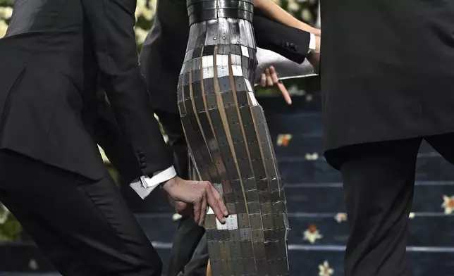 Jenna Ortega attends The Metropolitan Museum of Art's Costume Institute benefit gala celebrating the opening of the "Superfine: Tailoring Black Style" exhibition on Monday, May 5, 2025, in New York. (Photo by Evan Agostini/Invision/AP)