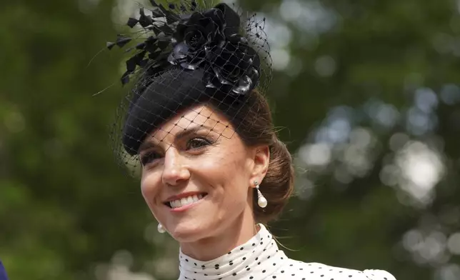 Britain's Kate, Princess of Wales, leaves after attending a Service of Thanksgiving at Westminster Abbey on V-E Day in London, Thursday, May 8, 2025.(AP Photo/Kirsty Wigglesworth)